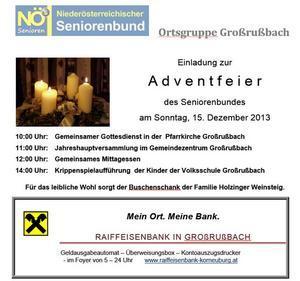 Einladung Adventfeier SB Großrußbach 2013 
