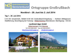 Nordtirol 2014 - 4-Tagesfahrt 29.06. - 02.07.2014