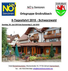Schwarzwald 2015 - 5-Tagesfahrt 28.06 - 02.07.2015